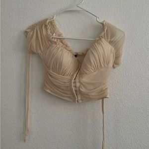 Beige scrunched top